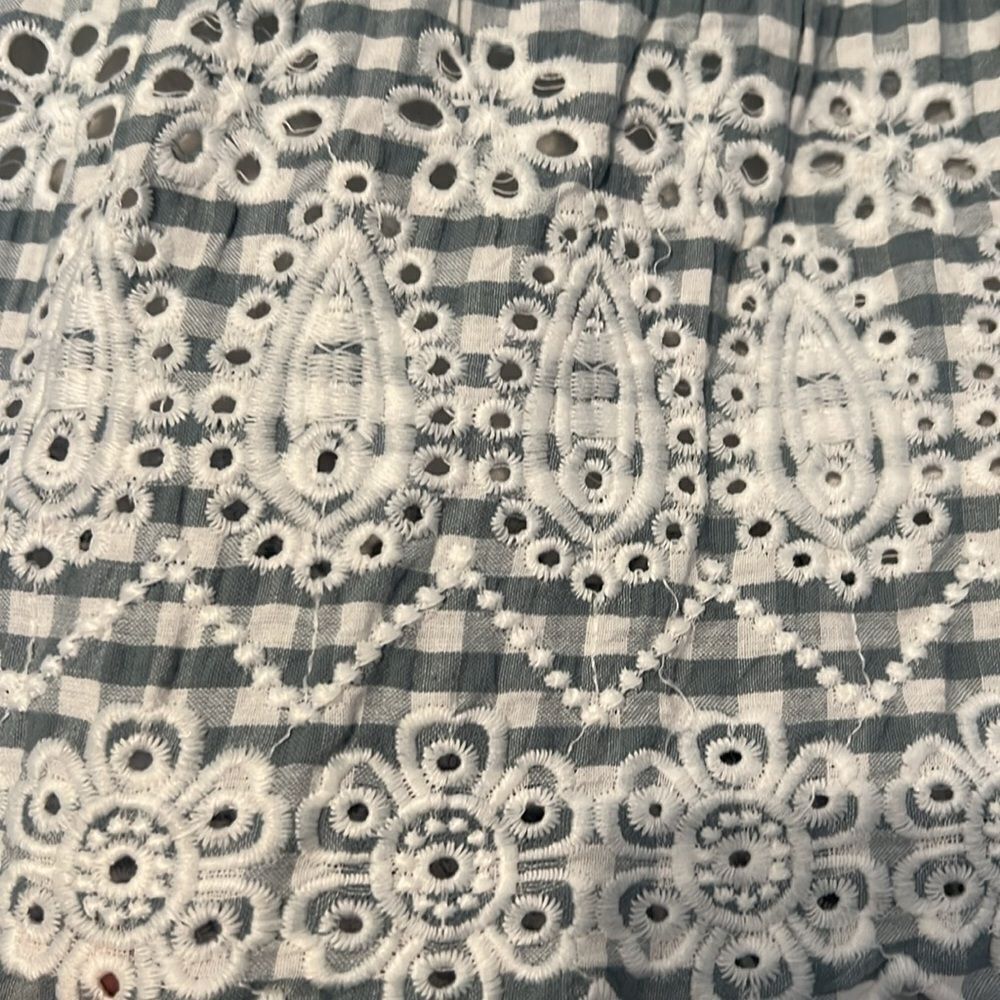 Jessica Simpson szS Blue and White Gingham Checkered Dress with Lace Trim EUC - Picture 9 of 9